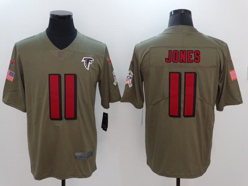 Men Atlanta Falcons #11 Jones Nike Olive Salute To Service Limited NFL Jerseys